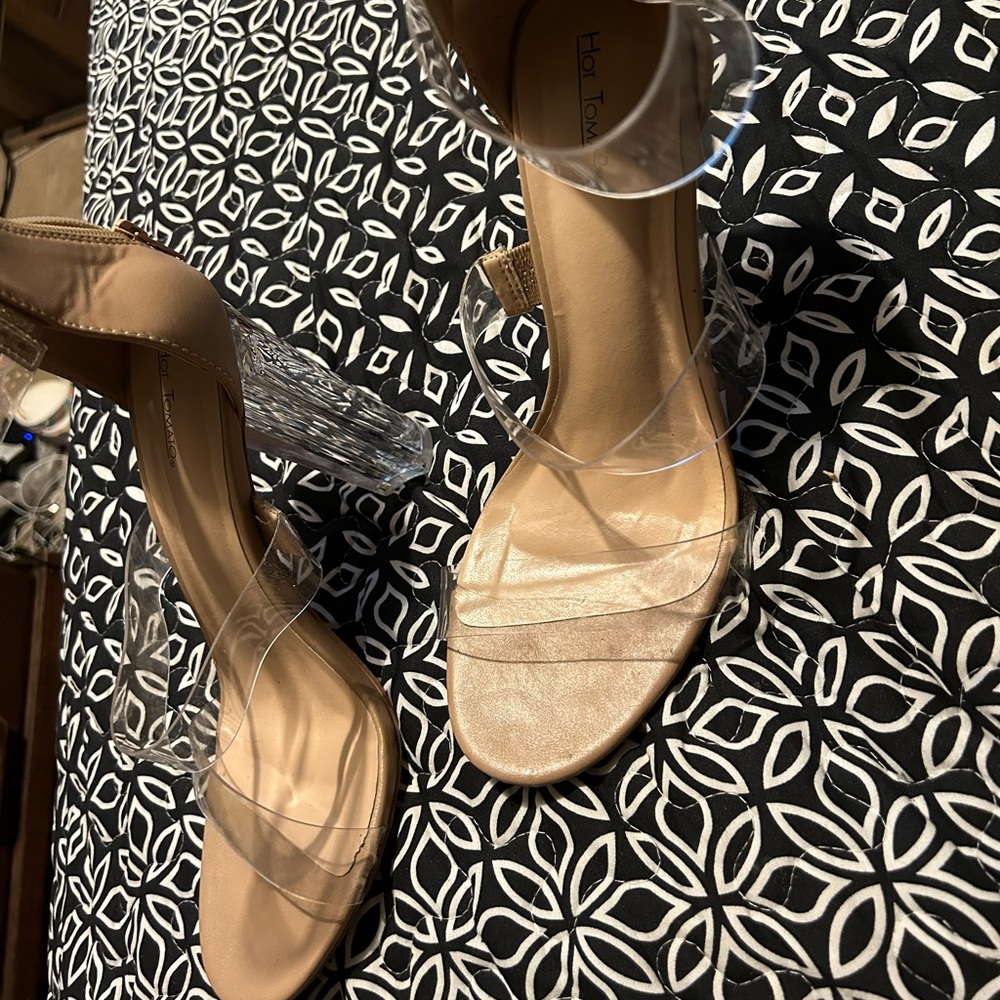 Clear/nude heels